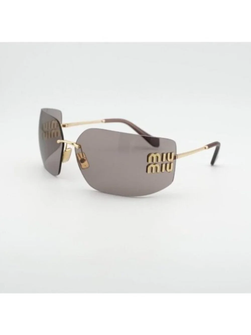 Miu Miu MU54YS 5AK06I Geometric Sunglasses - Gold/Light Purple Brown